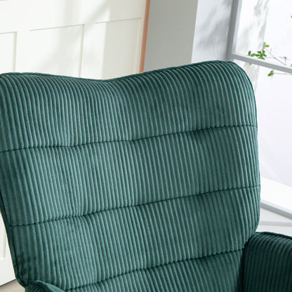 Schommelstoel – Rocking Chair – Schommelstoel Kinderkamer – Lounge Stoel – Relaxstoel – Donkergroen – Beukenhouten Frame – Comfortabele Stoffering – Max. 120 kg Belastbaar