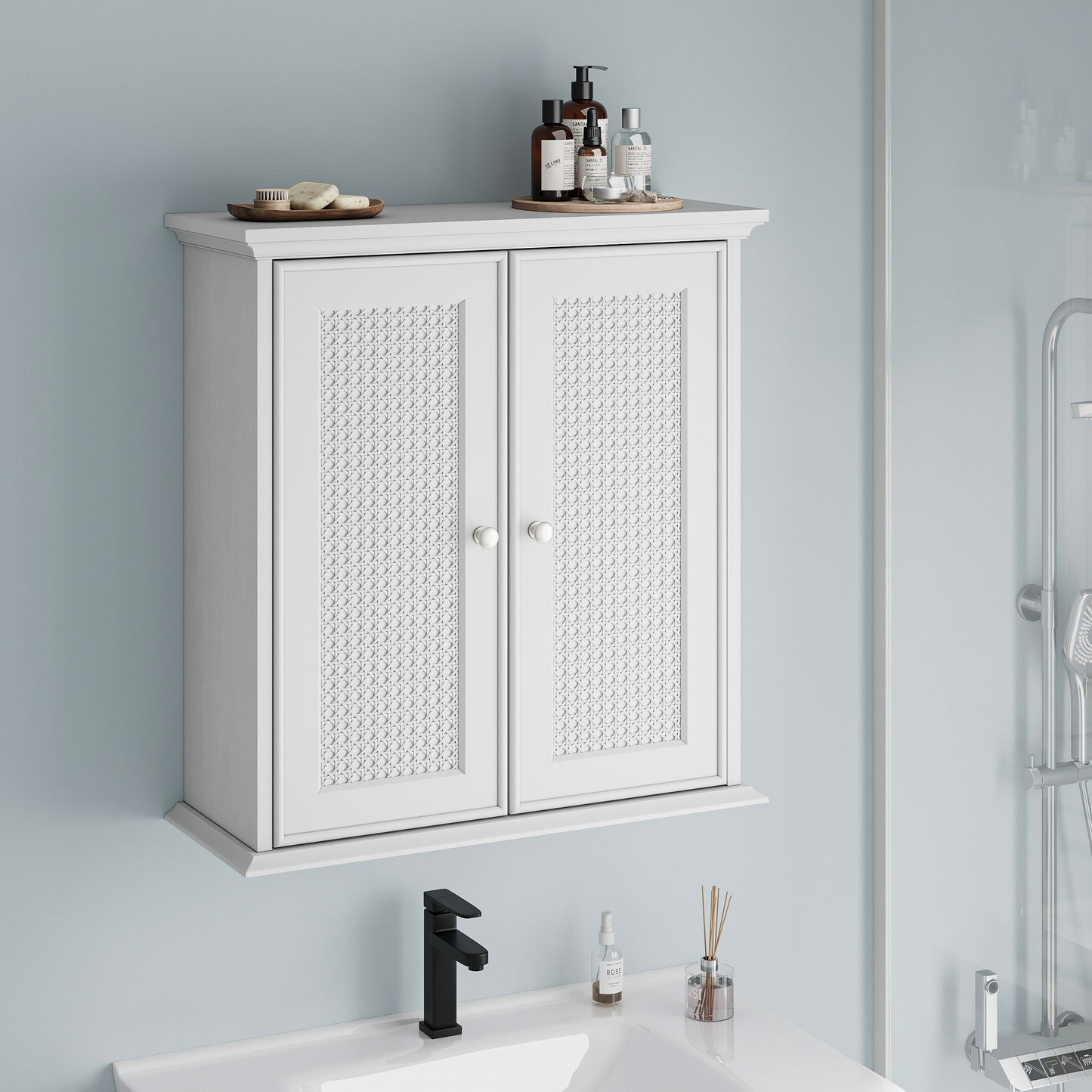 Wandkast – Badkamerkast – Opbergkast – Keukenkast – Hangkast – Wit Houten Materiaal – Verstelbare Planken
