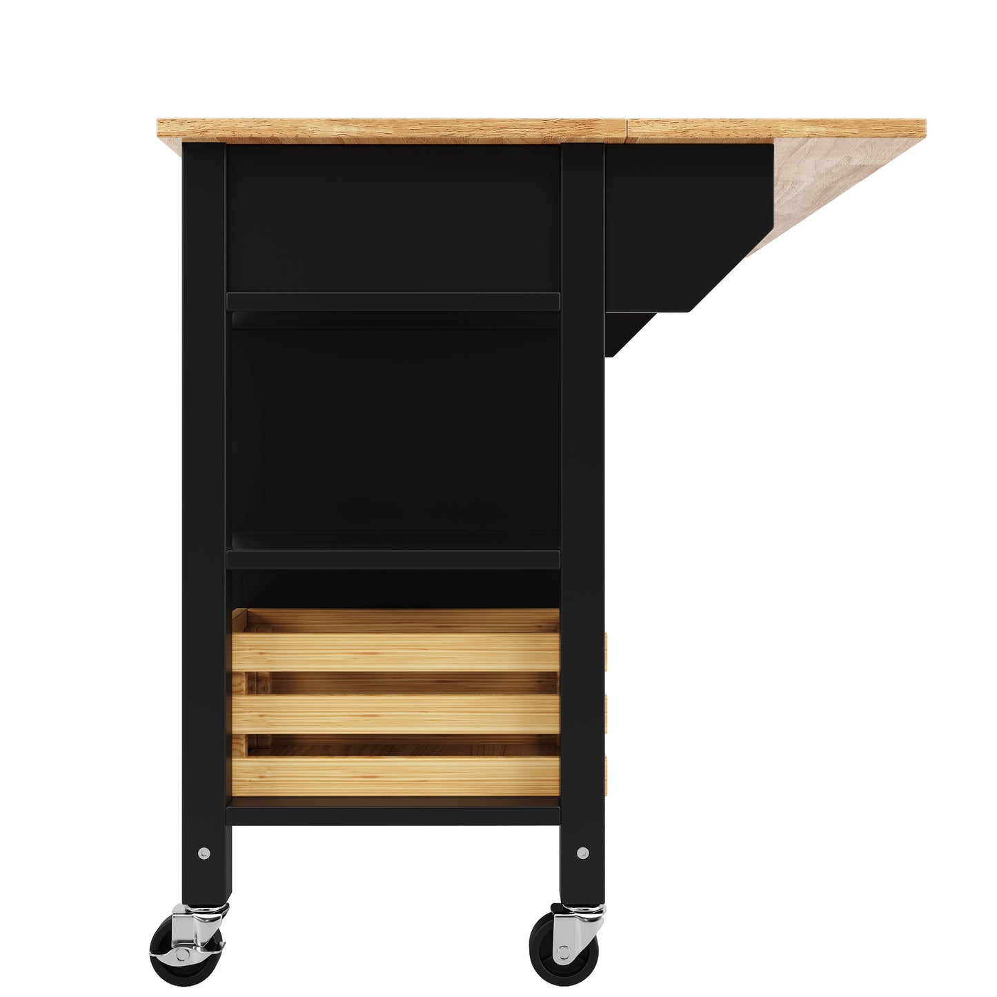 Keukeneiland – Keukenkast – Buffetkast – Keukenwagen – Serveerwagen – Uitklapbaar Werkblad – MDF Houtfineer Zwart 120x45x90 cm