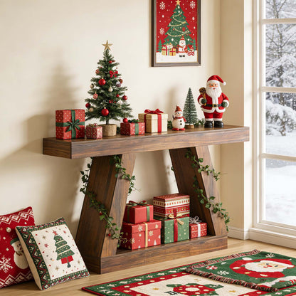1pc 139.7cm Modern Rustic Farmhouse Console Table - Long Narrow Sofa Entryway Table with Storage Shelf, Space-Saving /Particleboard Suitable for Hallway, Living Room, Assembly, Spacious for Decorations (Table Only)
