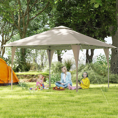 Partytent – Feesttent – Tuintent – Paviljoen – Easy-Up Tent – 395x395 cm – Weerbestendig Oxford Polyester – Verstelbare Hoogte met Ventilatie