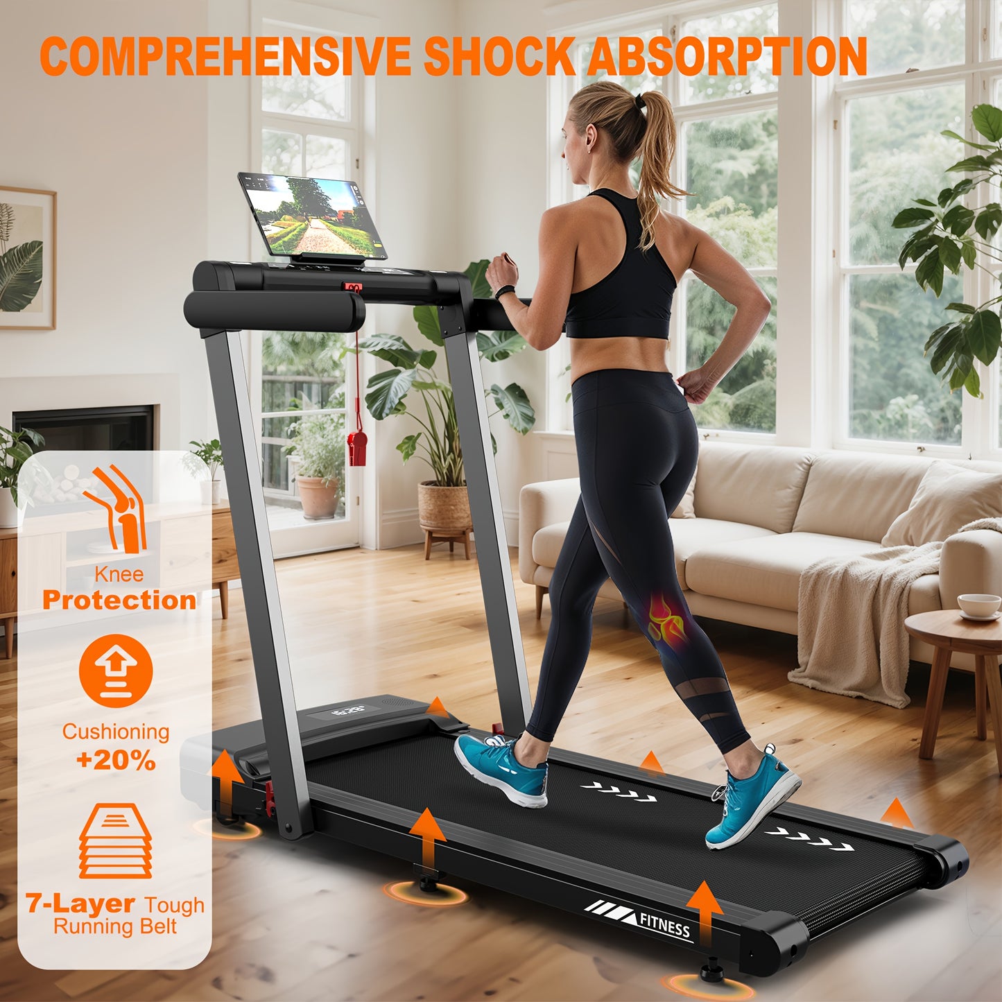 Loopband – Hometrainer – Fitnessapparaat – Workout Machine – Huisgym – 12 Km/h Snelheid – Dubbel LED Display – Opvouwbaar – App Compatibel – Afstandsbediening – Zwart