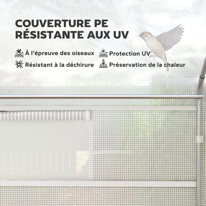 Kassen – Tuinkas – Groentetunnel – Kas – Tunnelkas – 12 m² – UV-bestendig PE 140 g/m² – Verzinkt Stalen Frame – Wit