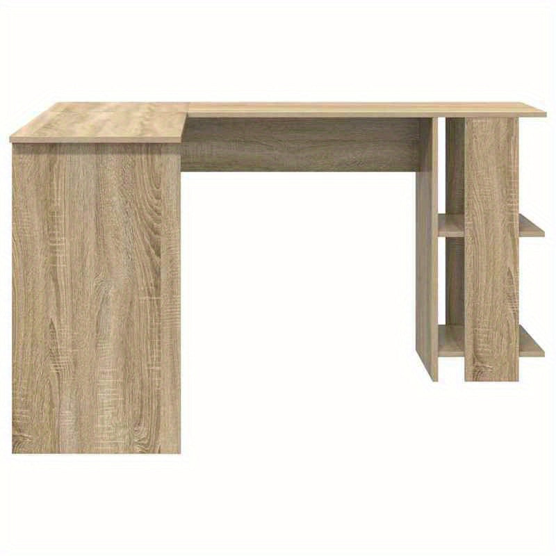 Hoekbureau – Bureau – Bureautafel – Werkplek – Computerbureau – Beige Sonoma Eiken – Ruimtebesparend L-vormig – Duurzaam Hardhout Metalen Frame