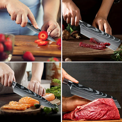 Professional Japanese Chef Knife Set, 10pcs Chef'S Knife Set, High-carbon Stainless Steel, Kitchen Knife, Paring Knife, Santoku, Cutting Knife, Chef'S Knife For Meat, Fruit, Vegetables, Cooking Knife With Gift Box