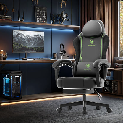 Gaming Stoel – Bureaustoel – Racestoel – Zitzak – Werkstoel – Ergonomisch Design – Verstelbare Rugleuning & Voetsteun – Zwart Wit