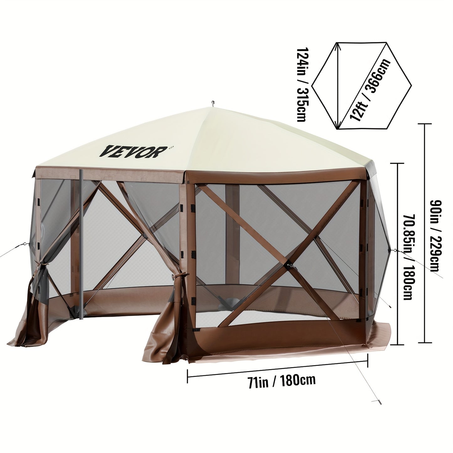 Partytent – Paviljoen – Easy Up Tent – Tuintent – Feesttent – 3,66x3,66 Meter – Pop-up met Muskietennet – Inclusief Draagtas en Haringen