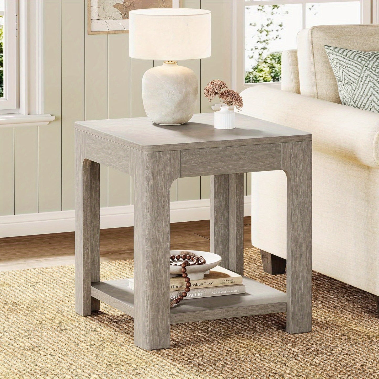 Houten Bijzettafel – Side Table – Nachtkastje – Opbergmeubel – Salontafel – 2 Niveaus – Compact Design – Duurzaam Technisch Hout