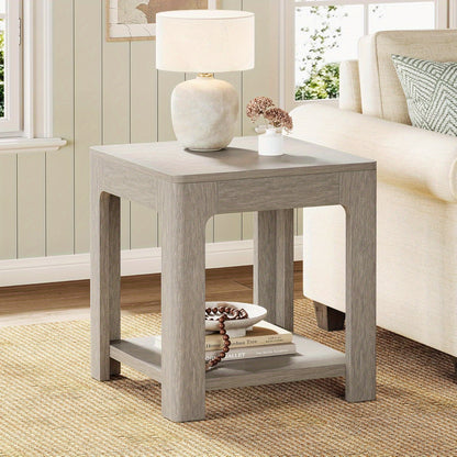 Houten Bijzettafel – Side Table – Nachtkastje – Opbergmeubel – Salontafel – 2 Niveaus – Compact Design – Duurzaam Technisch Hout