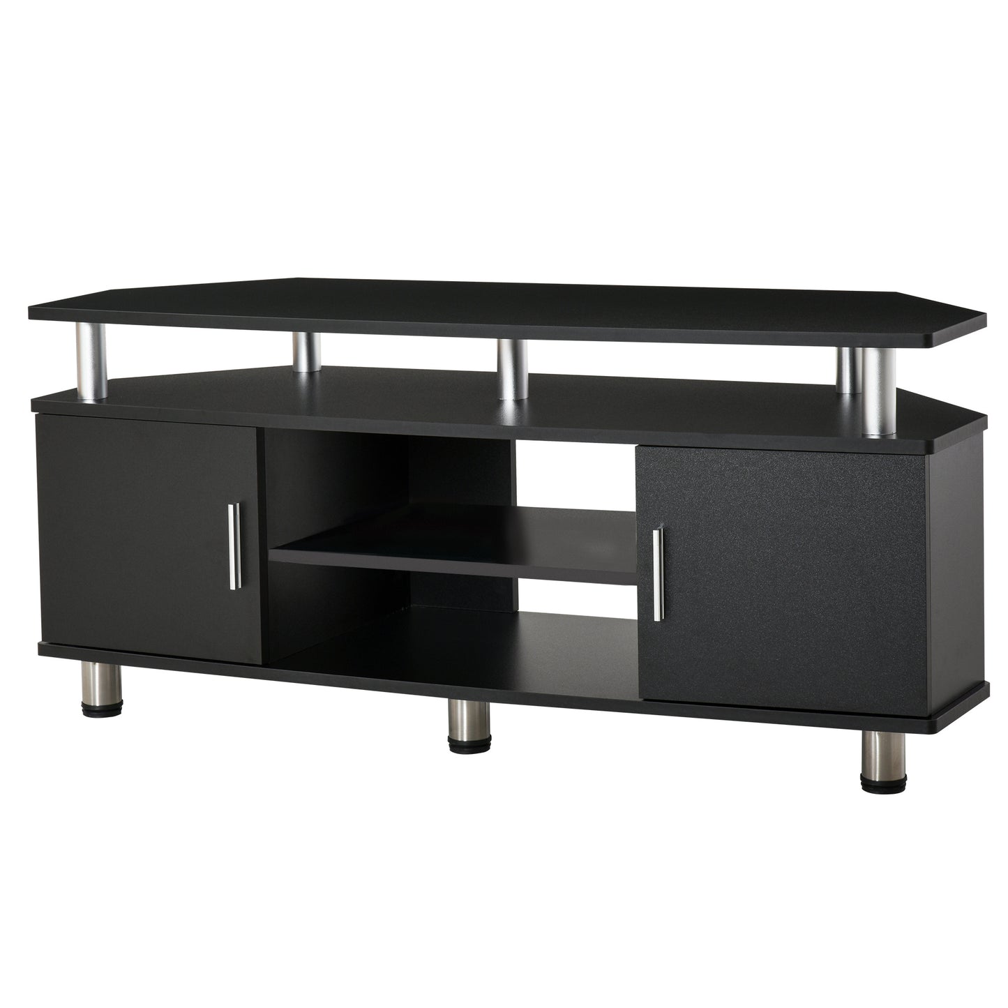 TV Meubel – Tv Kast – Tv Dressoir – Entertainmentmeubel – Mediameubel – Zwart Metaal – Opbergruimte Met 2 Deuren En Open Plank – Afmeting 120x40x52 cm