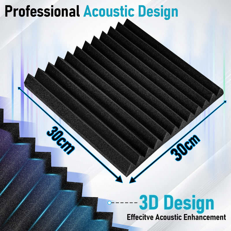 Akoestische Foam Panelen – Geluidsisolatie Platen – Geluidsabsorberende Tegels – Soundproof Panels – Zelfklevend Geluiddempend – 24 Stuks – Echo Vermindering – Eenvoudige Montage