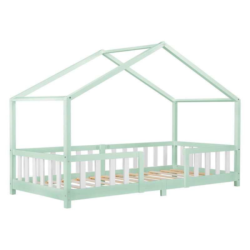 Kinderbed – kinderbedje – peuterbed – peuterbedje – huisbed – valbeveiliging – dennenhout – wit – 90x200 cm