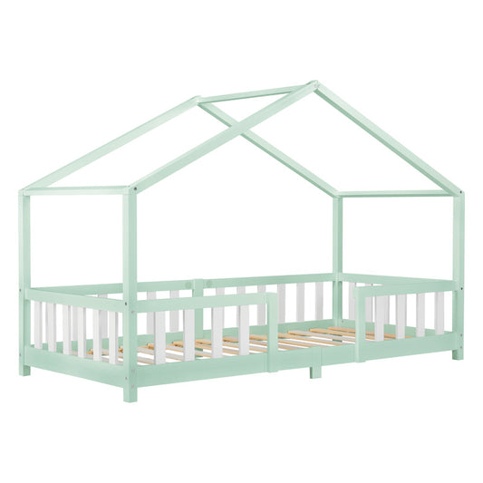 Kinderbed – kinderbedje – peuterbed – peuterbedje – huisbed – valbeveiliging – dennenhout – wit – 90x200 cm