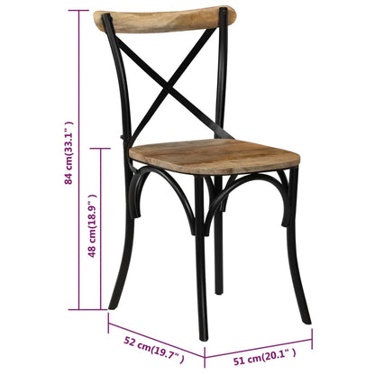 Eetkamerstoel – Stoel – Kuipstoel – Meubel – Woonkamerstoel – Massief Mangohout – Zwart Stalen Frame – Handgemaakt – Duurzaam
