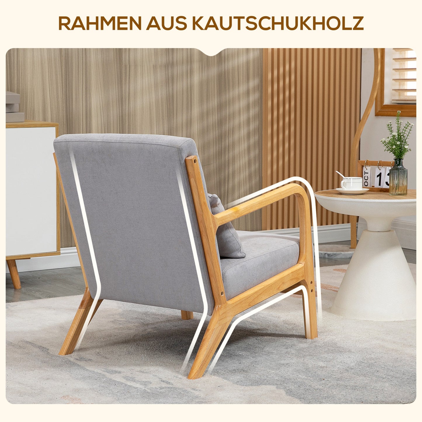 Lounge Chair – Fauteuil – Armstoel – Relaxstoel – Stoel – Grijs – Houten Frame – Luxe Velvet Bekleding