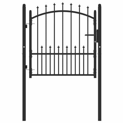 Metalen Tuinpoort – Tuinafscheiding – Beveiligingspoort – Poortpaneel – Sierpoort – Zwart Variant – 100x100 cm – Weerbestendig Staal – Gebogen Bovenkant