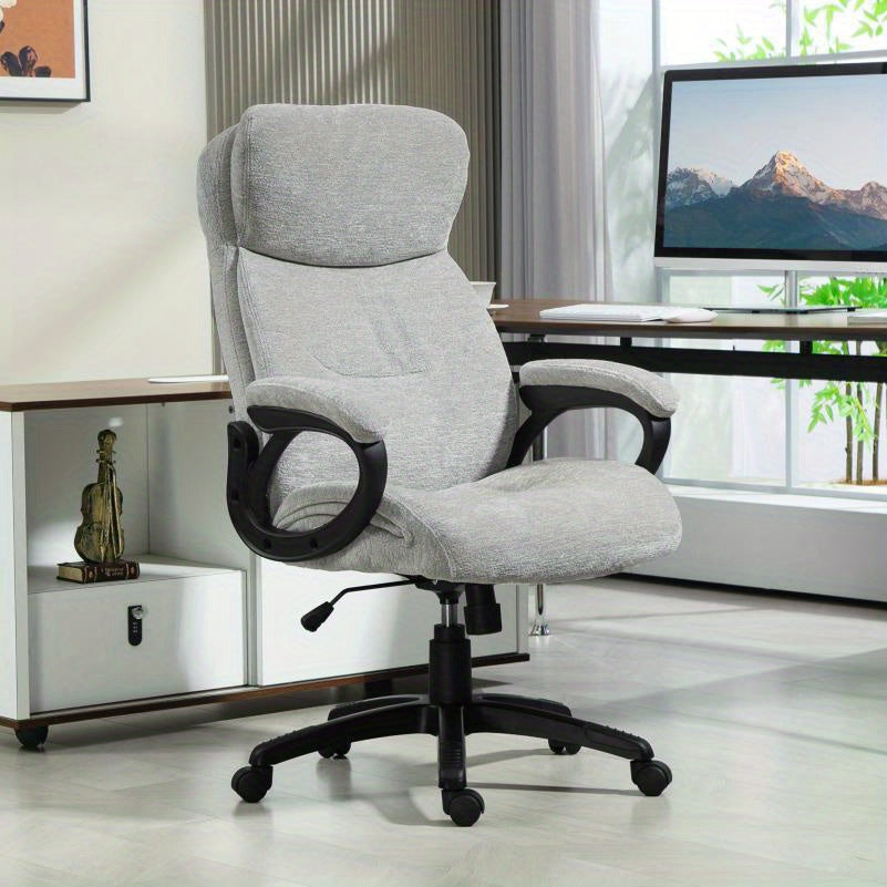 Bureaustoel – Bureaustoel Ergonomisch – Draaistoel – Werkstoel – Studietoel – Verstelbare Zithoogte – Stevig PVC Frame – Lichtgrijs – Comfortabele Leren Bekleding – Max 120 kg