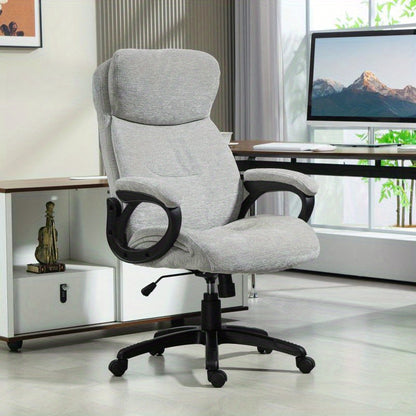 Bureaustoel – Bureaustoel Ergonomisch – Draaistoel – Werkstoel – Studietoel – Verstelbare Zithoogte – Stevig PVC Frame – Lichtgrijs – Comfortabele Leren Bekleding – Max 120 kg