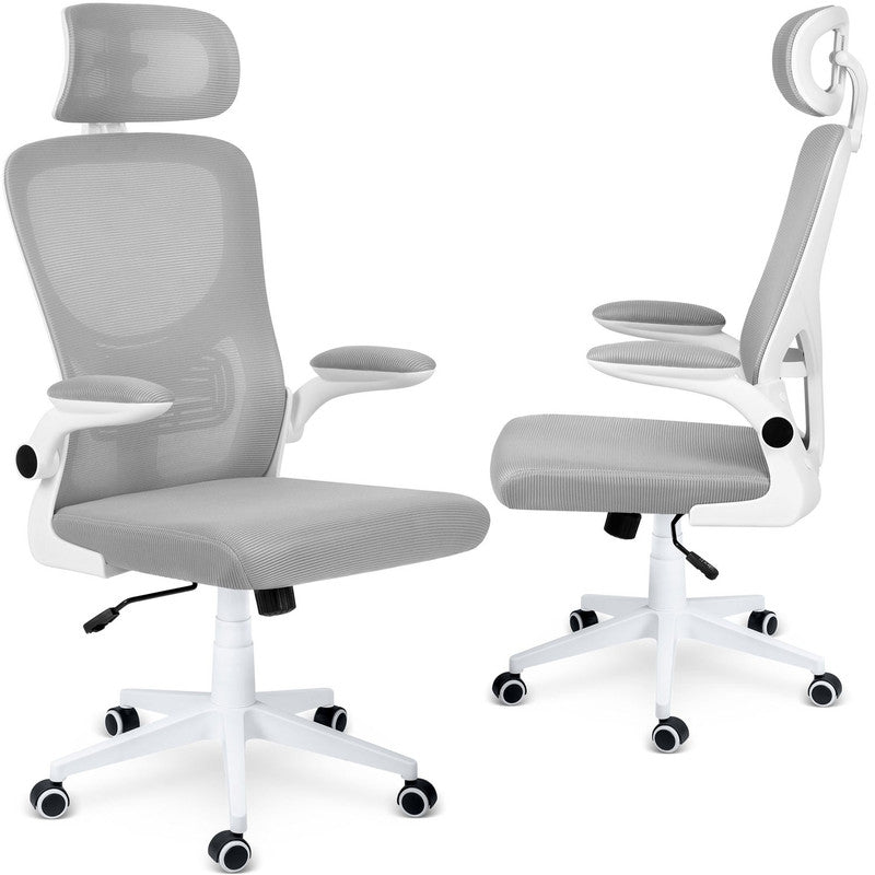 Bureaustoel – Kantoorstoel – Gamingstoel – Draaistoel – Werkstoel – Verstelbare Zithoogte – Ademend Microfiber - Messing Grijs