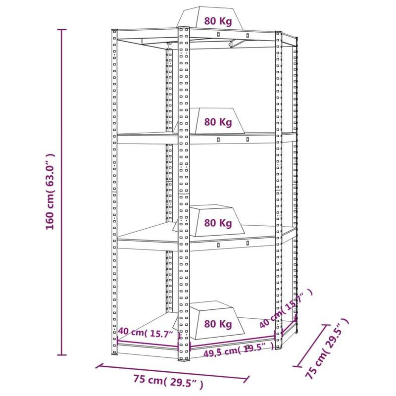 Opbergrek – Opbergkast – Stellingkast – Magazijnstelling – Opbergrek – 4 Lagen – Stalen Frame & Houten Planken – Extra Sterk & Gemakkelijk Te Monteren