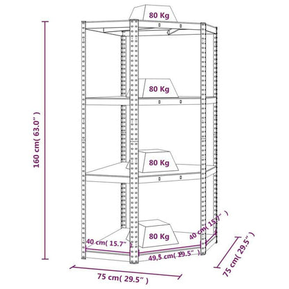 Opbergrek – Opbergkast – Stellingkast – Magazijnstelling – Opbergrek – 4 Lagen – Stalen Frame & Houten Planken – Extra Sterk & Gemakkelijk Te Monteren