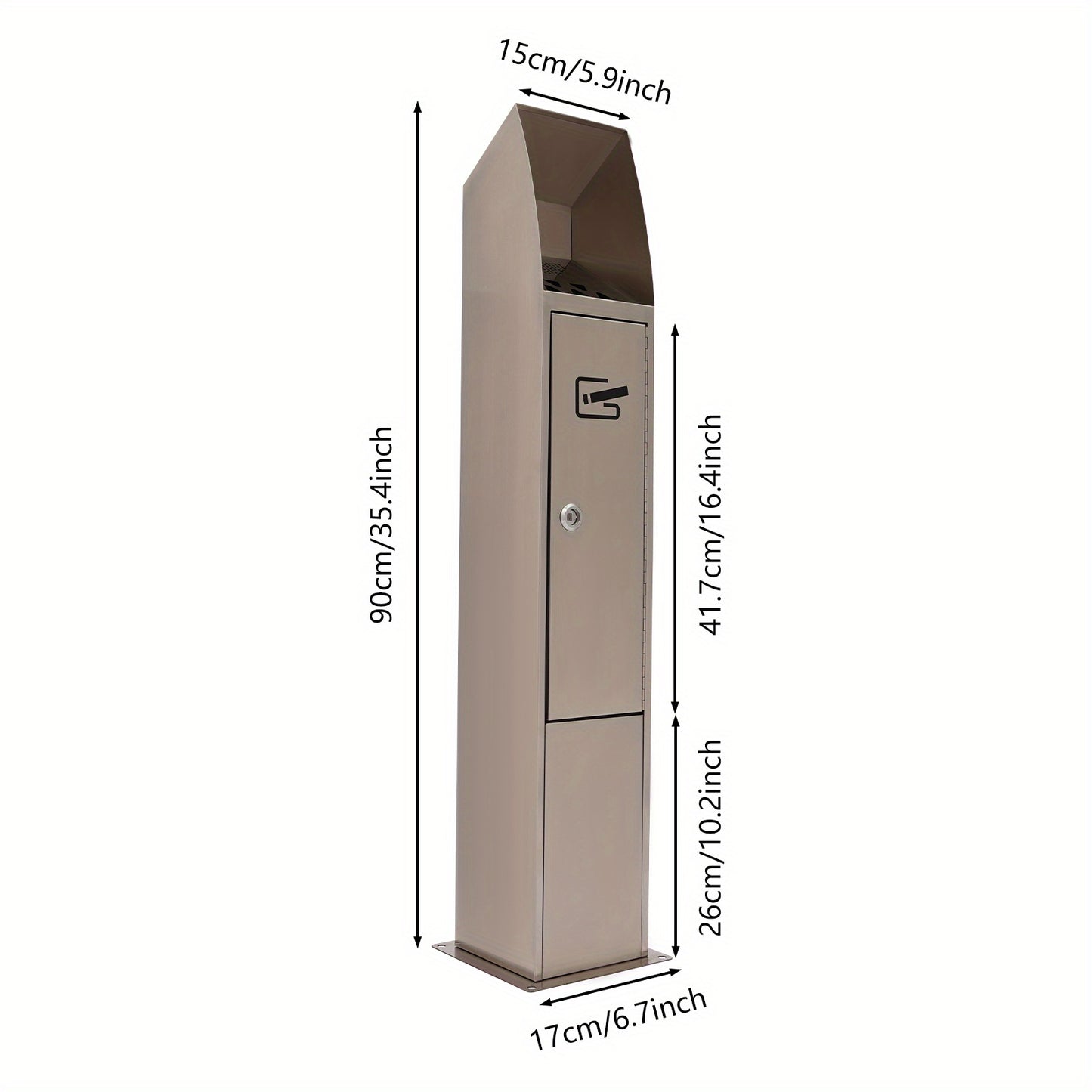 Outdoor/ Standing Cigarette Butt Disposal - Heavy-Duty Stainless Ashtray with Open-Top Design & Hygienic Ash Collector, Self-Standing Cigarette Bin for Public Spaces, Parks, Bars, Restaurants - Easy-Clean (No Required