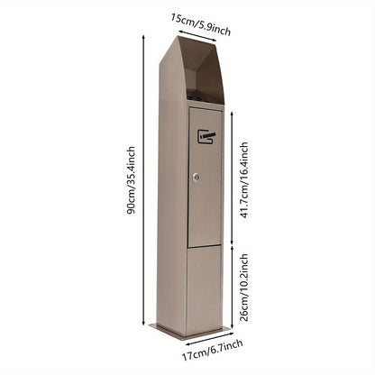 Outdoor/ Standing Cigarette Butt Disposal - Heavy-Duty Stainless Ashtray with Open-Top Design & Hygienic Ash Collector, Self-Standing Cigarette Bin for Public Spaces, Parks, Bars, Restaurants - Easy-Clean (No Required
