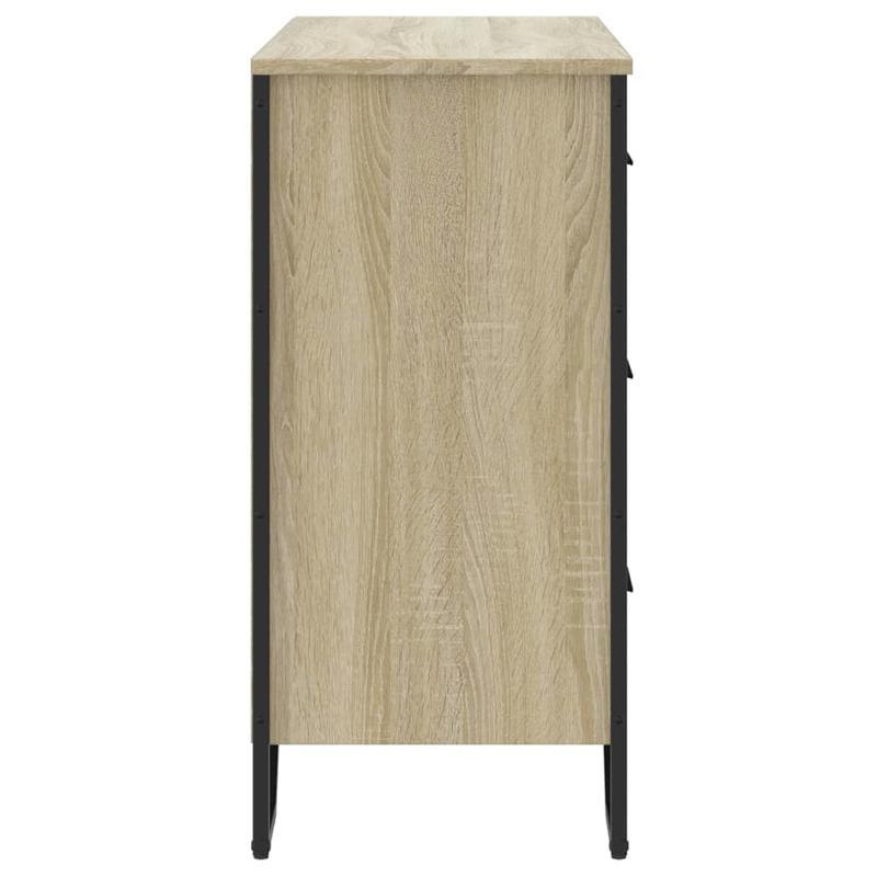 Easy Assembly Modern Dresser - 4-Drawer Storage Cabinet with, Beige Oak Finish, Sturdy Legs - Space-Saving Organizer for Bedroom, Living Room, Office - Engineered Wood Construction (91x35.5x74.5cm) - Ideal for Small Apartment