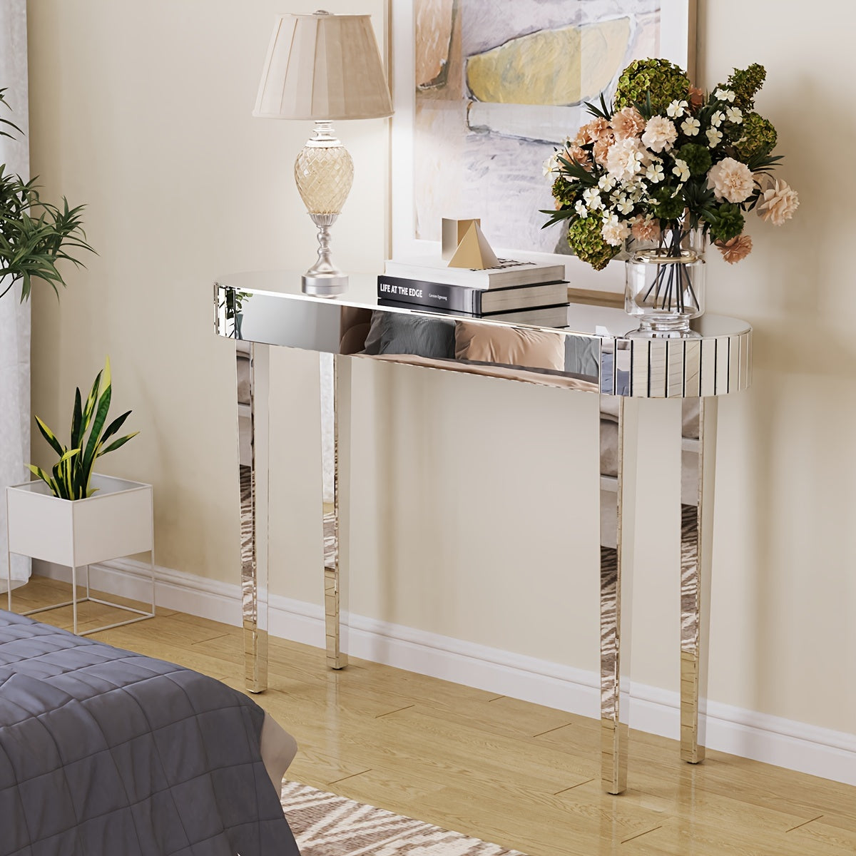 Sidetable – Consoletafel – Haltafel – Wandtafel – Dressoir – Hoogglans Spiegelglas – 120 cm Breed