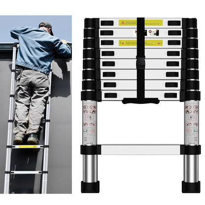 Telescoopladder – Uitschuifladder – Telescopische Ladder – Vouwladder – Aluminium Ladder – 2,6 Meter – Compact & Lichtgewicht – Max. Belastbaarheid 150 kg