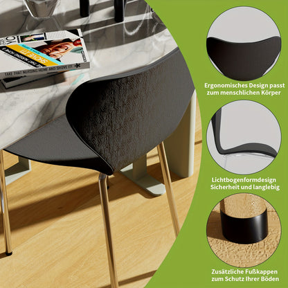 Set van 2 Eetkamerstoelen met Rugleuning – Zwart Polypropyleen met Verchroomde Poten – Stijlvolle Stoelen voor Keuken, Woonkamer of Eetkamer