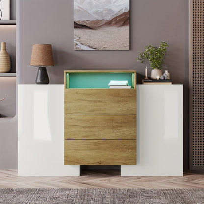 Dressoir – Sideboard – Ladekast – Opbergkast – Kast – Modern Design – 140 cm Breed – Deels Glossy Afwerking