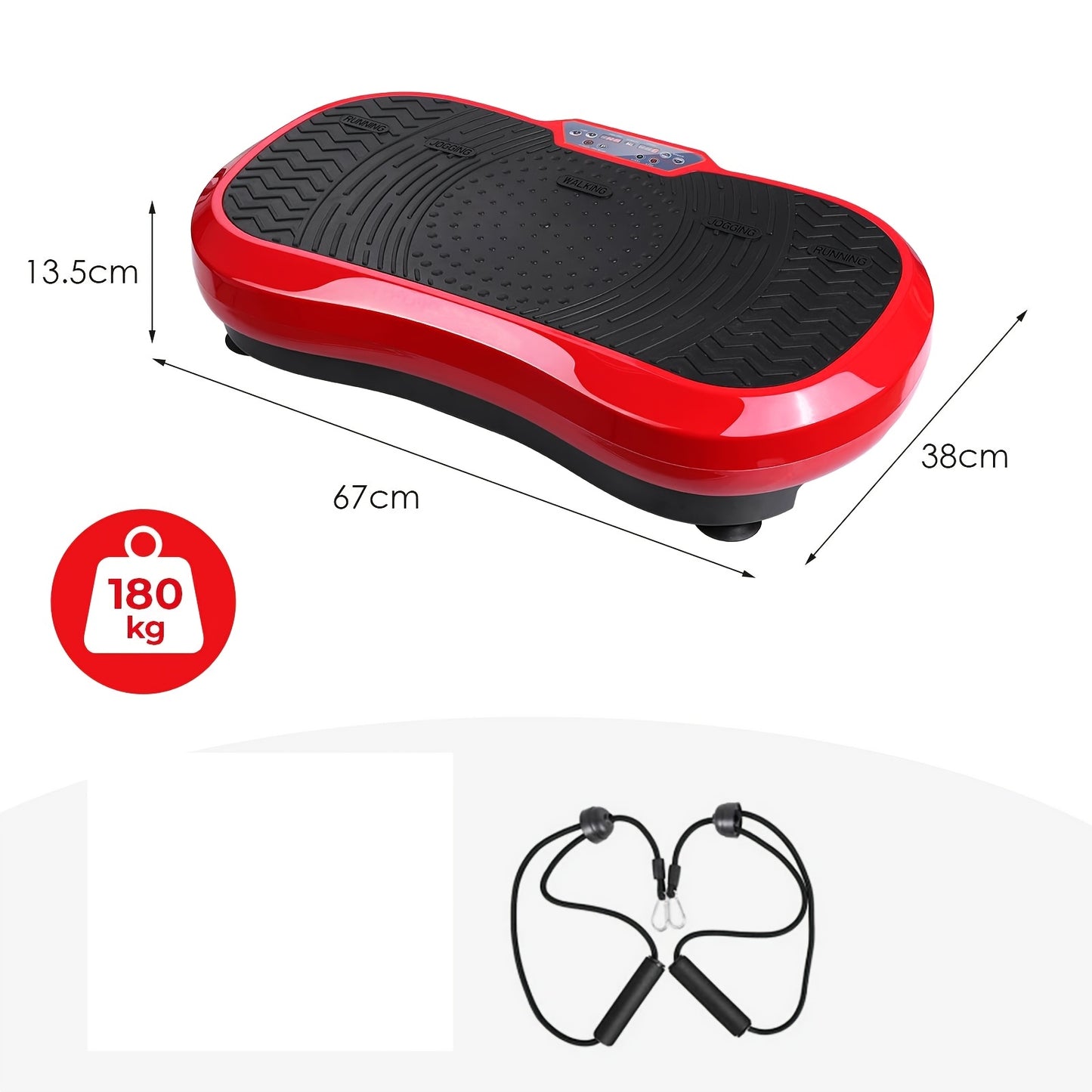 Vibratieplatform – Trilmachine – Balans Trainer – Fitnessplaat – Workout Machine – 120 Verstelbare Niveaus – Antislip Oppervlak – Met Afstandsbediening – Inclusief Trainingsband – Ultra Stil – Robuust IJzer – Rood Zwart