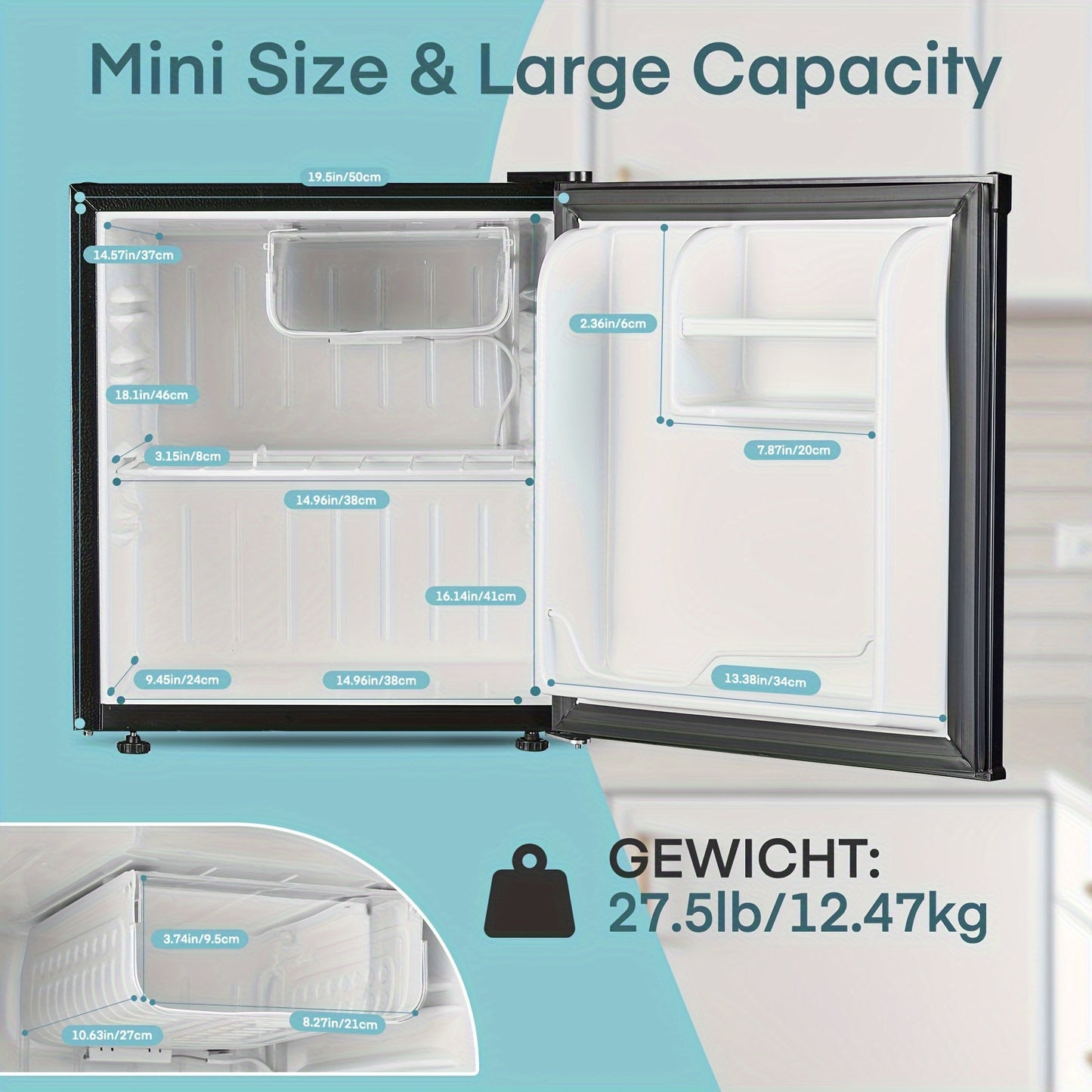 Mini Koelkast – Minibar – Tafelmodel – Drankkoelkast – Minikoelkast – 46 Liter Inhoud – Ingebouwd Vriesvak – Omkeerbare Deur – 7 Temperatuurstanden – Energielabel E – Stil 42 dB – Verstelbare Pootjes – Zwart