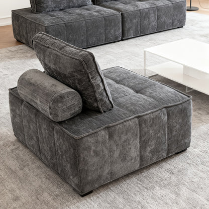 Bankbed – Slaapbank – Bedbank – Modulaire Sofa – Logeerbed – Chenille Bekleding Grijs – Ruimtebesparend Design – Eenvoudige Montage