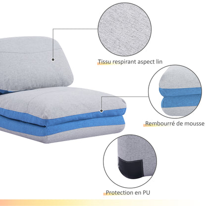 Klapstoel – Vouwstoel – Fauteuil – Slaapstoel – Relaxstoel – Verstelbare Rugleuning 5 Standen – Polyester Linnenlook Blauwgrijs