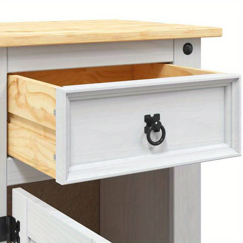 Solid Hardwood Bedside Table with 2 Drawers & Black Handles - Corona White Mexican Pine Nightstand, 68.58cm Height, 3.2 Cu Ft Storage, Easy Assembly, Portable Design for Bedroom or Living Room