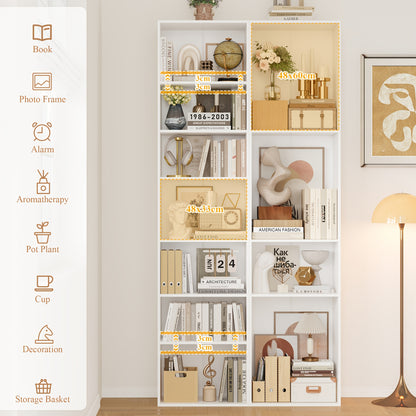 Boekenkast – Boekplank – Opbergkast – Vakkenkast – Wandkast – Verstelbare Legplanken – Stevig Massief Hout – Vrijstaand Wit Design