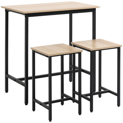 Barset Industrieel – Barkrukken – Bartafel – Bistroset – Barmeubel – Natural Wood Zwart – Compact Formaat – Stevig Metaal & Hout