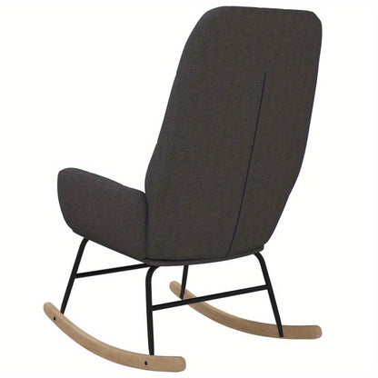 Schommelstoel – Schommeldstoel – Relaxstoel – Lounge Stoel – Donkergrijze Stoffering – Stevig Hardhout – Comfortabele Zitting