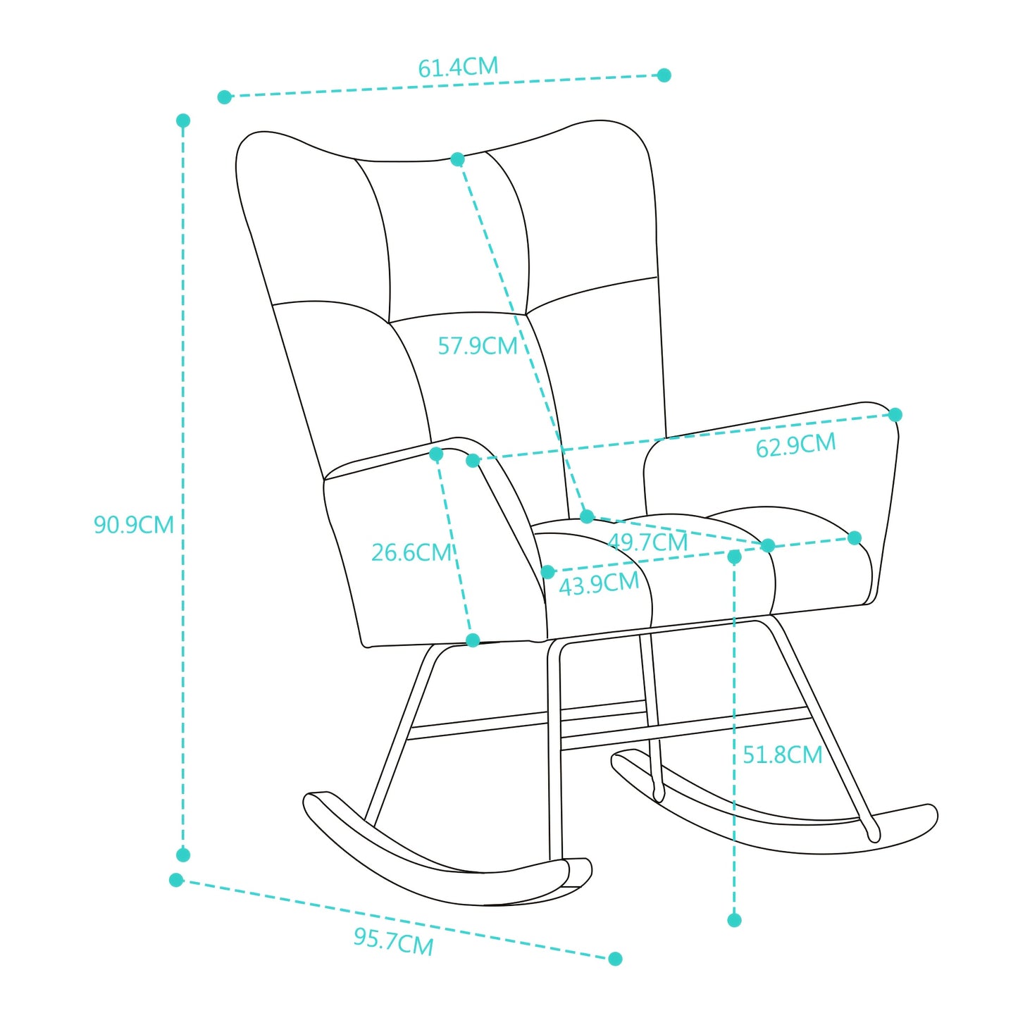 Witte Schommelstoel – Schommelstoel Loungestoel Relaxstoel Tuinstoel Stoel – Met Metalen Frame – Cross-Back Ontwerp – Comfortabele Katoenen Bekleding – Hoogwaardige Stevigheid