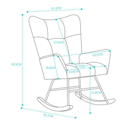 Witte Schommelstoel – Schommelstoel Loungestoel Relaxstoel Tuinstoel Stoel – Met Metalen Frame – Cross-Back Ontwerp – Comfortabele Katoenen Bekleding – Hoogwaardige Stevigheid