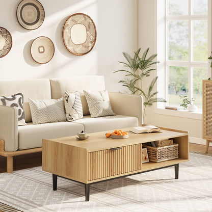 Buitenkoffietafel – Tuin tafel – Terras tafel – Balkon tafel – Salontafel – Massief hardhout – Twee opberglagen met laden