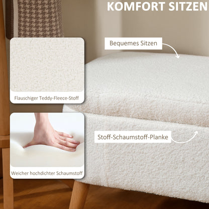 Opbergpoef – Opbergbank – Voetenbank – Zitzak – Opberghocker – Creme – 65 Liter Inhoud – Fluweelachtige Fleece Bekleding