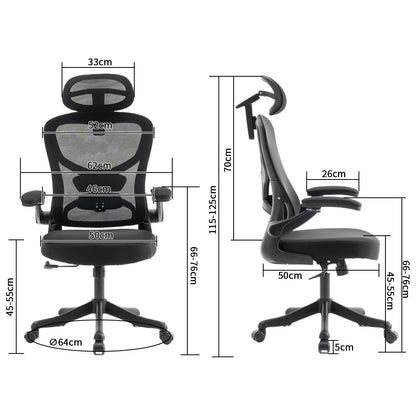 Ergonomic Office Chair, Desk Chair with Adjustable Headrest, Armrests, Lumbar Support, Swivel Chair, Rocker Function, Mesh Executive Chair, Back-Friendly, Office Chair 150 kg