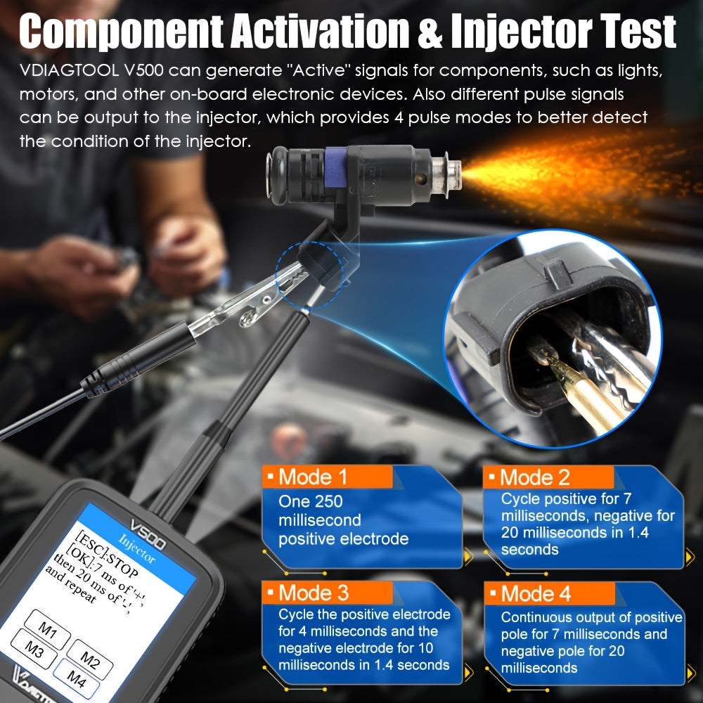 OBD2 Diagnose Tool – Auto Scanner – Foutcode Lezer – Voertuig Diagnostiek – Diagnoseapparaat – 4 Systeemdiagnoses – Draadloos Met USB Voeding