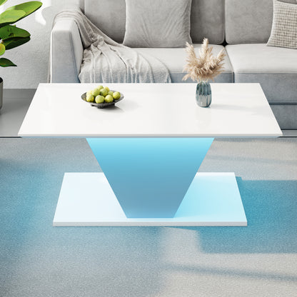 Salontafel – Koffietafel – Bijzettafel – Sofa tafel – Woonkamertafel – Wit – V-vormig Design – Compact 100x50x46 cm