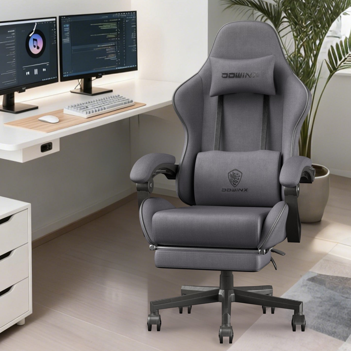 Ergonomic Gaming Chair with 3D Armrests & Lumbar Support - Heavy-Duty Metal Frame, Adjustable Footrest, PU Casters - Office Chair for Tall Users, Large Adults - Heavy Duty Construction, Easy-Clean Surface - Ideal for PC, Cons