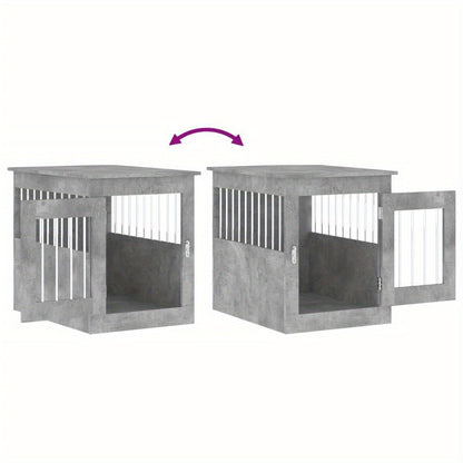 Hondenbench – Hondenhok – Hondenkooi – Hondenmand – Huisdier Bench – Verwerkt Hout – Beton Grijs – Stevig En Duurzaam – 55x75x65 cm