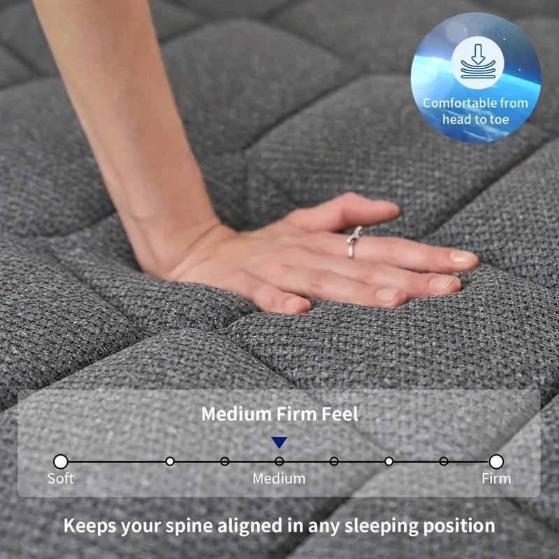 Memory Foam Matras – Pocketvering Matras – Traagschuim Matras – Eenpersoonsmatras – Matras 90x200 cm – Medium-Stevig – 25 cm Dik – Geïndividualiseerde Pocketveren – Lichtgewicht Zonder Hout